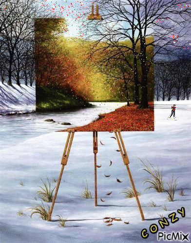 Pintando nieve - Animovaný GIF zadarmo