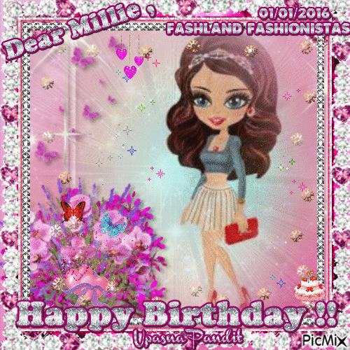 Millie Happy Birthday - Animovaný GIF zadarmo