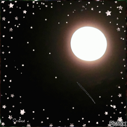 Etoiles et pleine lune - Darmowy animowany GIF