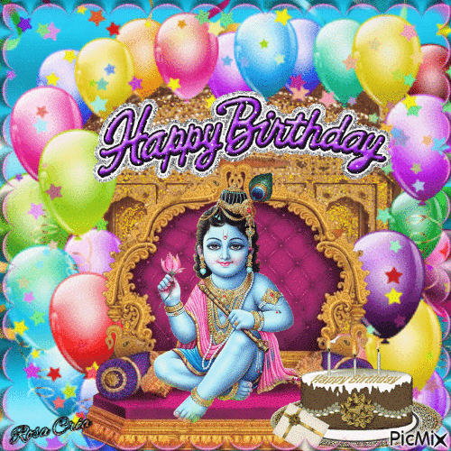 Concours : Happy birthday Krishna - GIF animado grátis