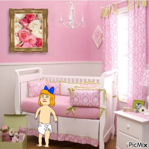 Cartoon baby in nursery - png ฟรี