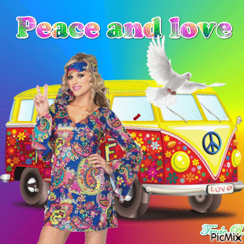 Peace and love - GIF animé gratuit
