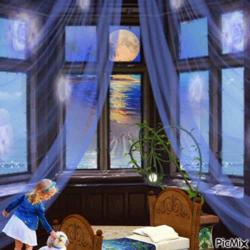 Chambre au clair de lune - Darmowy animowany GIF