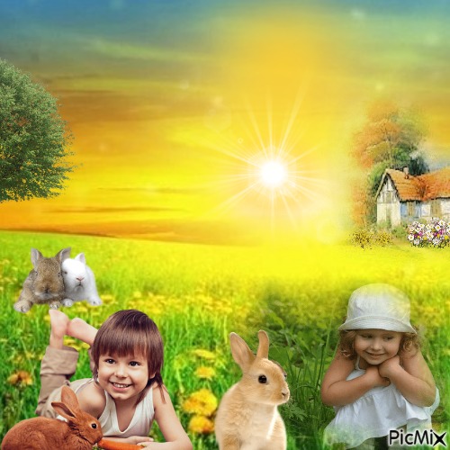 Spring With Rabbits - png gratis