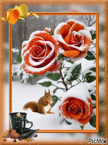 roses sous la neige - Bezmaksas animēts GIF