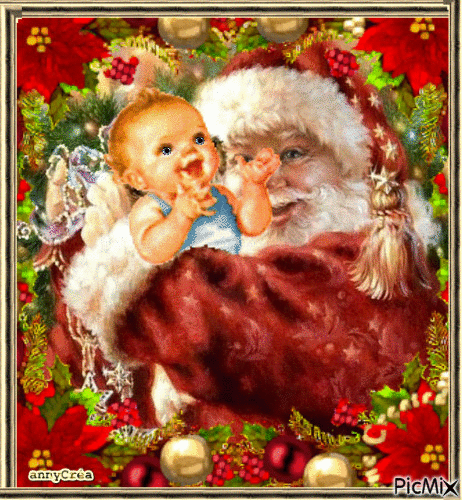 Bébé et Père Noël - Gratis animeret GIF