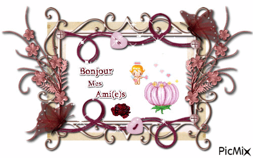 Bonjour Mes Ami(e)s - Free animated GIF