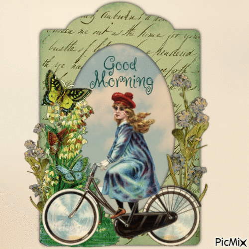 Good morning vintage, bicycle - GIF animado gratis