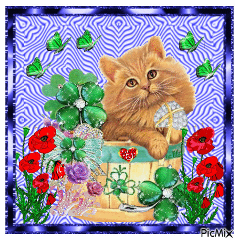 Cat among flowers - 無料のアニメーション GIF