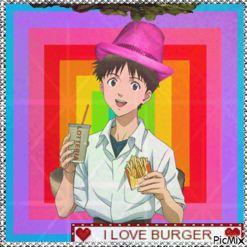 shinji burger monday - Nemokamas animacinis gif