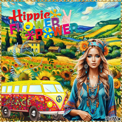 hippie flower - GIF animado grátis