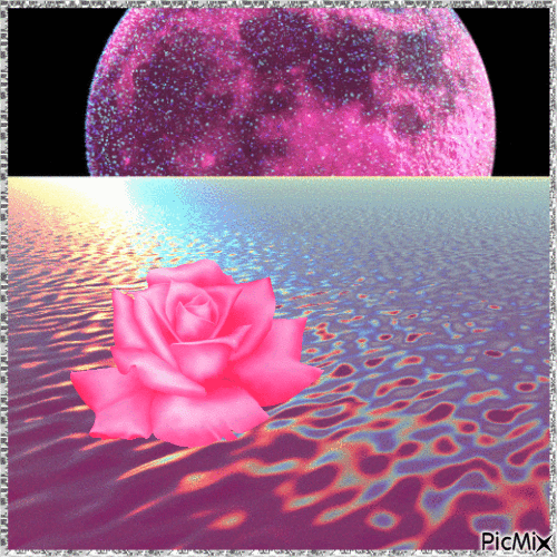 Moon and Rose - GIF animasi gratis
