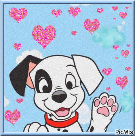 chien et coeurs - GIF animate gratis