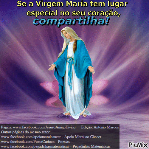 Se a Virgem Maria tem um lugar especial no seu coração, compartilha! - Animovaný GIF zadarmo
