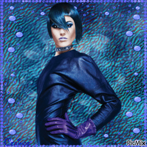A woman with blue color - GIF animado grátis