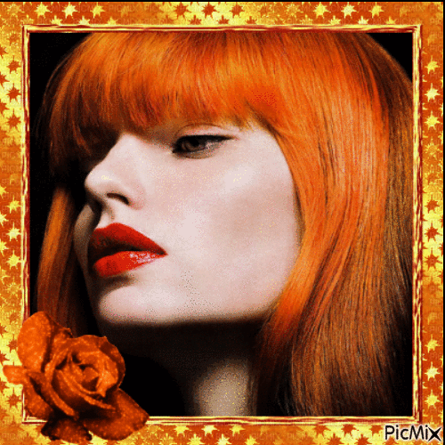 She is redhead - Portrait - Free animated GIF