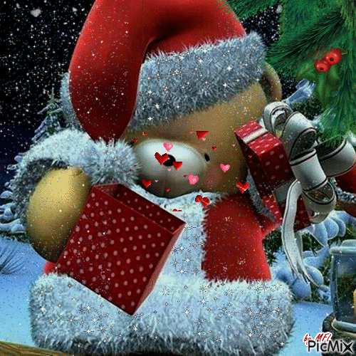 Osito cariñoso en navidad - GIF animado gratis - PicMix