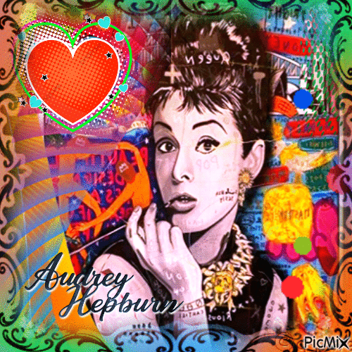 Audrey Hepburn/pop art - Free animated GIF