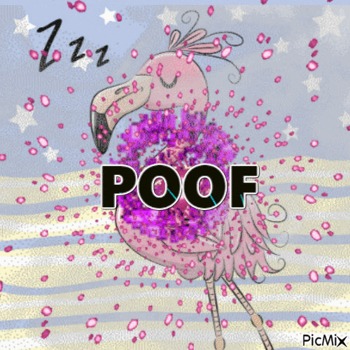 Sleeping flamingo poof - Δωρεάν κινούμενο GIF