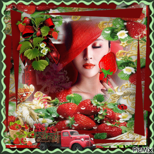 Femme et camion de fraises