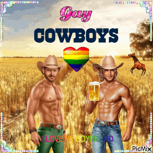 gay cowboys - GIF animado grátis