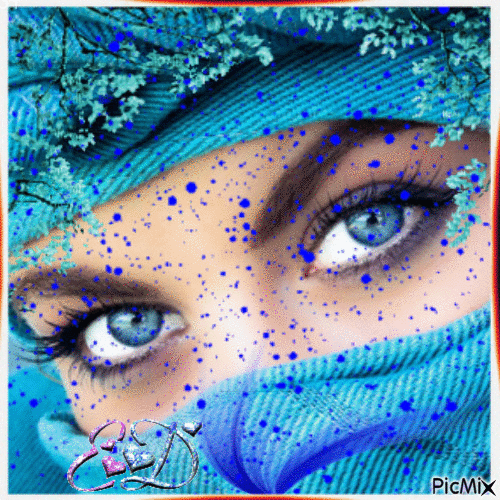 WOMAN WITH BLUE EYES - Darmowy animowany GIF