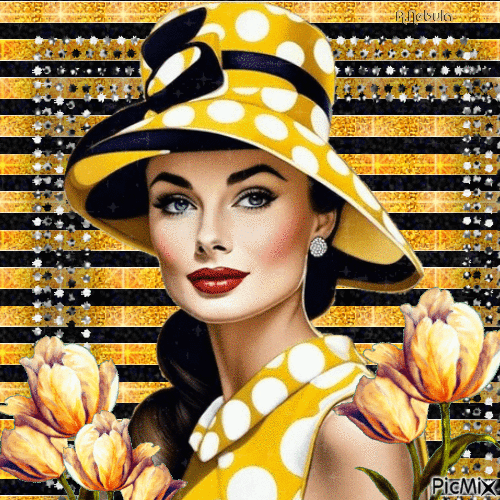 Woman in yellow-contest - GIF animate gratis