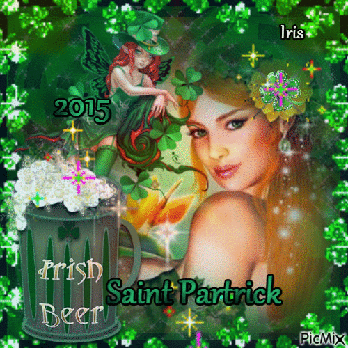 IRIS - Joyeuse St Patrick à nos Amis Irlandais expatriés au Canada... <3 ...17 mars... <3 - Ingyenes animált GIF