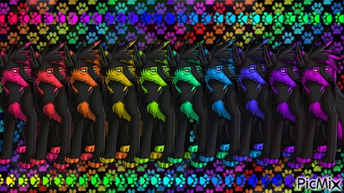 Rainbow Wolves - Free PNG