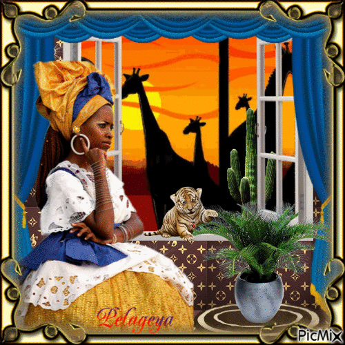 ♥‿♥ 🍀Par la fenêtre, en Afrique - GIF animasi gratis