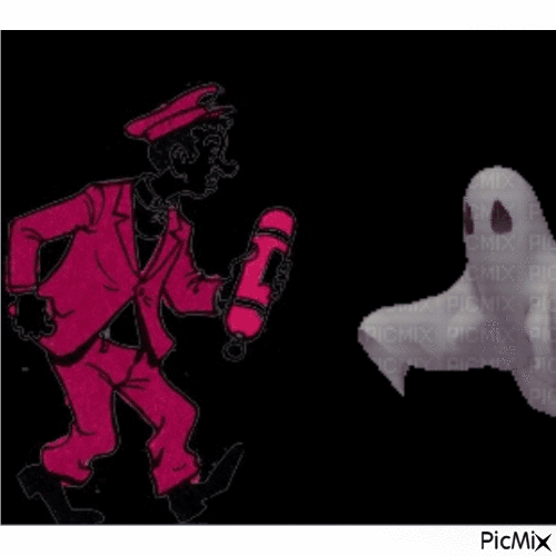 Freddy Bario mort de trouille devant le fantôme - 無料のアニメーション GIF
