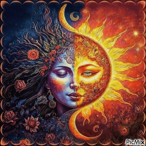 Lune et soleil en couple - GIF animado grátis