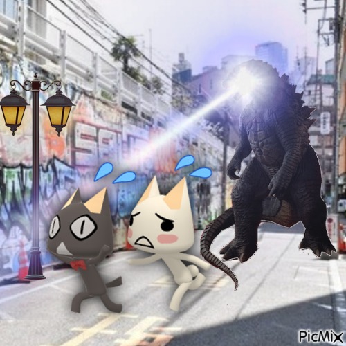 toro gets caughted by godzilla - gratis png