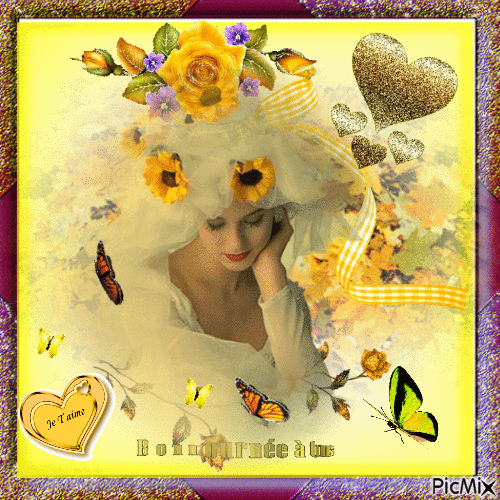 femme en jaune sur fond jaune - Δωρεάν κινούμενο GIF