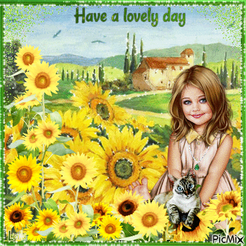 Sunflowers. Have a lovely day - GIF animado gratis