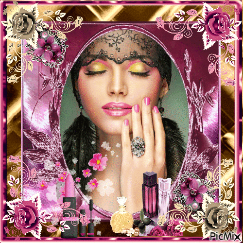 Maquillage Art en rose & or - GIF animé gratuit
