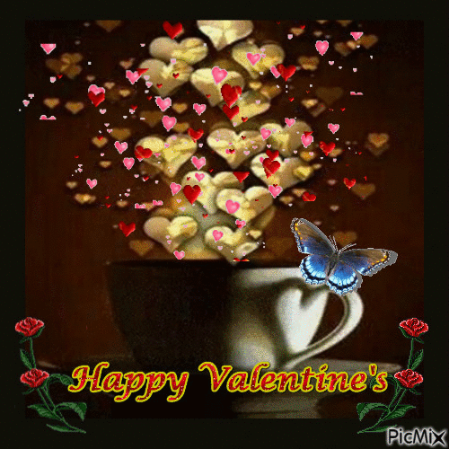 Happy Valentine's with Coffee - Free animated GIF