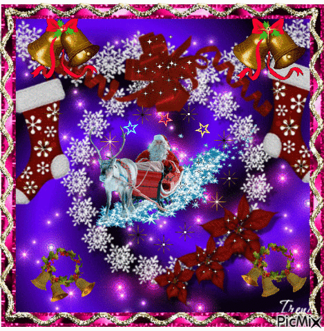 Reindeer with Santa - Zdarma animovaný GIF