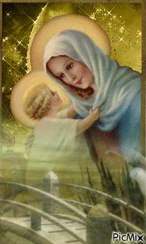 Virgen Maria y niño - GIF animado gratis