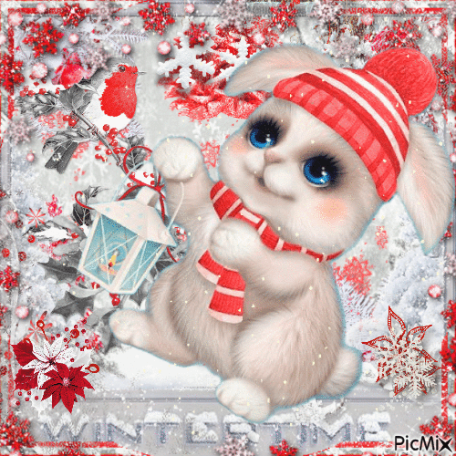 Winter bunny - Bezmaksas animēts GIF