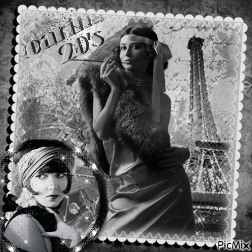 París en 1920-1930 - Blanco y negro - Бесплатный анимированный гифка