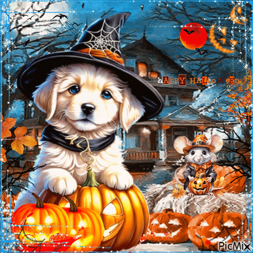 Halloween Dog - Безплатен анимиран GIF