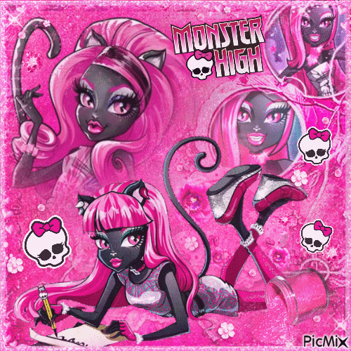 catty noir pink glitter - GIF animado grátis
