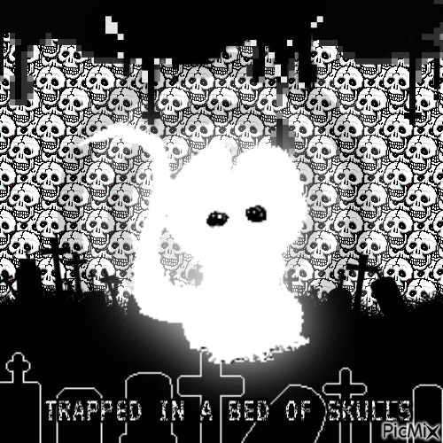 trapped in a bed of skulls - GIF animé gratuit