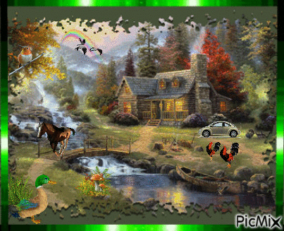 Cabin in the forest. - GIF animado gratis