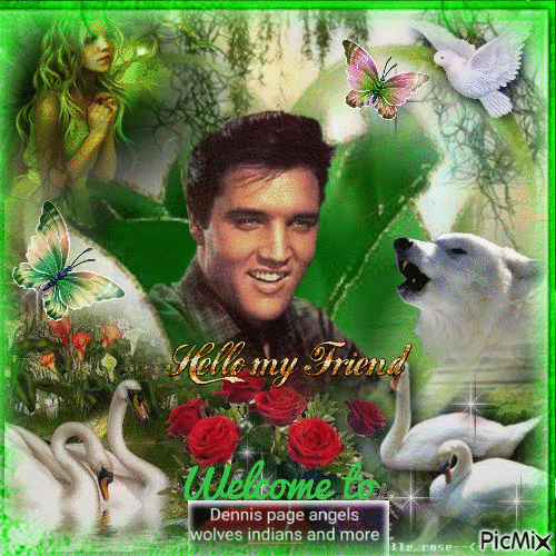 WELCOME  GIF TO MY PAGE WOLF ELVIS ANGEL - GIF animado grátis