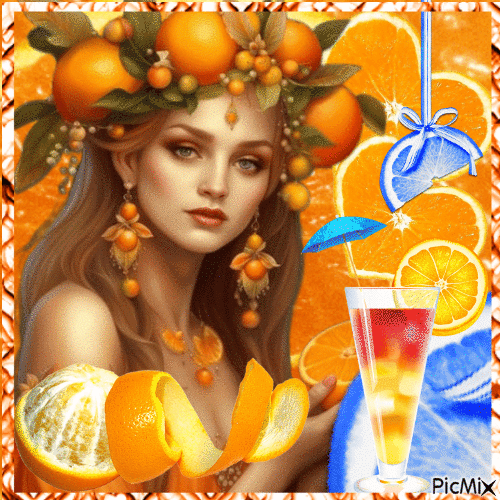 Femme/orange et touche de bleu....concours - 無料のアニメーション GIF