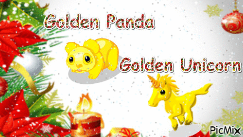 Golden Panda & Golden Unicorn - GIF animé gratuit
