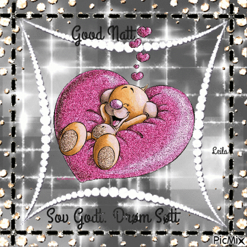 Good Night. Sweet Dreams. Teddy heart - Gratis animerad GIF