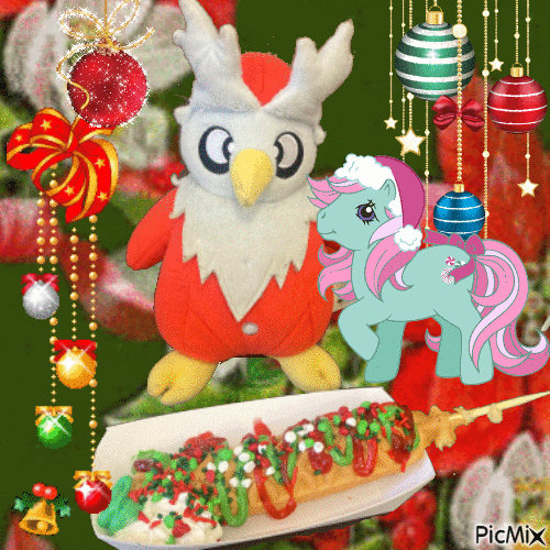 Christmas friends and waffle - Free animated GIF